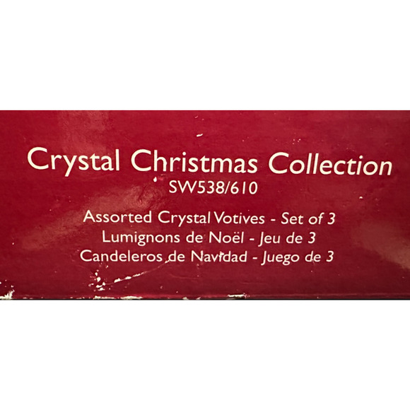 Celebrations By Mikasa Crystal Christmas Collection Assorted Votives Set Of 3 - Picture 6 of 6